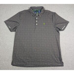 William Murray Men‎ Shirt XL Woven Print Performance Golf Polo Stretch